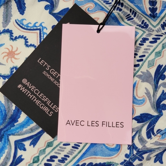 AVEC LES FILLES Sea BEACH LIFE Palm Trees  MIDI DRESS Blue White Size 14 New - Picture 4 of 11